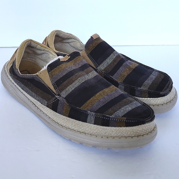 Hey Dude Men's Thad Stripes Blue Slip On Shoes- Size 8 - Picture 1 of 8